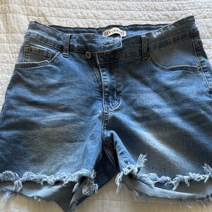 Distressed Blue Denim Jean Shorts